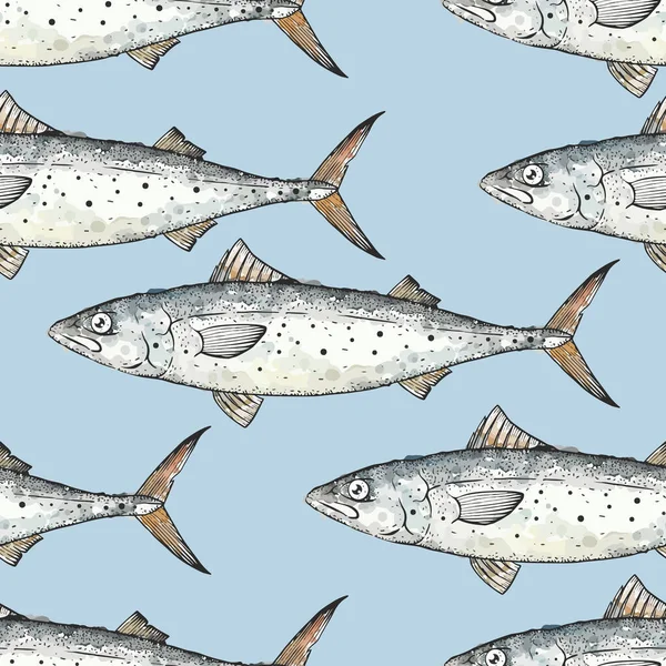 Mackerel Fish Pattern Vector Illustration — Stock Vector