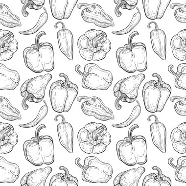 Çizgi sanatı biçiminde biber desenli çizim