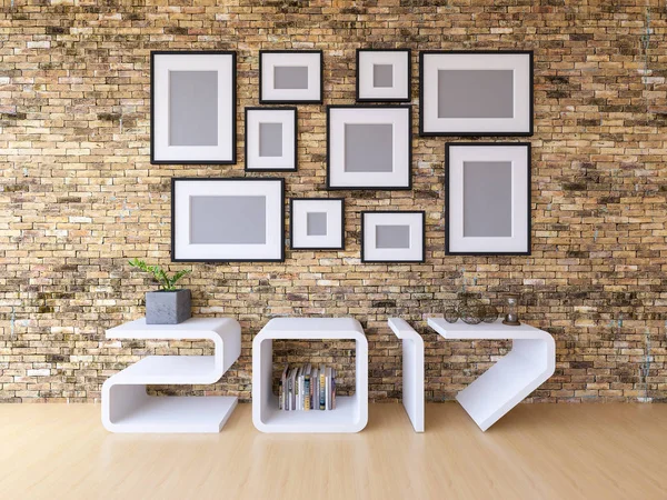 2017 shelf in living room — Stock Photo, Image