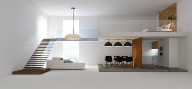 3D işleme görüntü çift boşluk iç tasarım