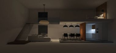 3D işleme görüntü çift boşluk iç tasarım