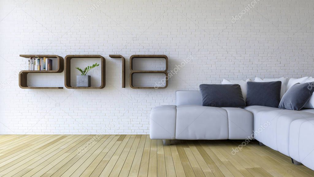 3d rendering image of 2018 shelf in living room