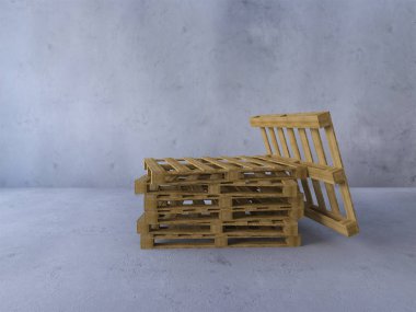 Yerleştirilen paletlerin 3d biçimlendirme resmi