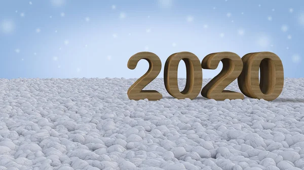 Fundo Mockup para 2020 sinal no jardim de rocha de cor branca — Fotografia de Stock