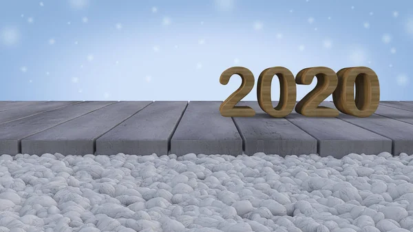 Signo de fondo burlón para 2020 en el jardín de roca de color blanco — Foto de Stock