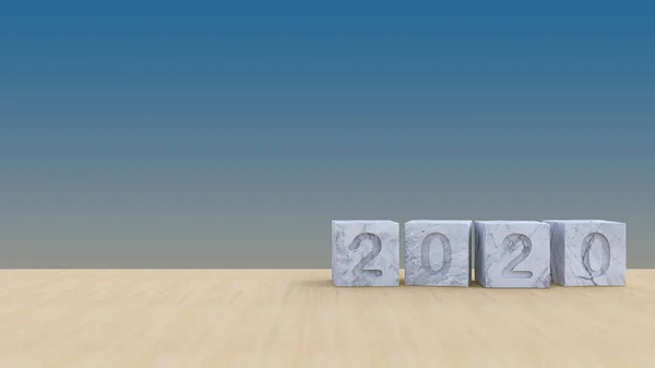 Background mockup 3d rendering image of 2020 white marble cubes — 스톡 사진