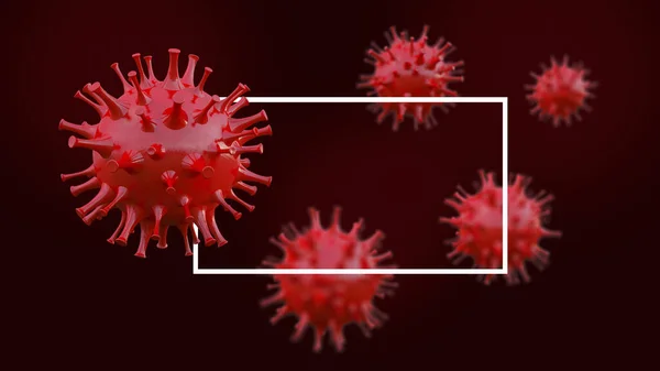 Rendering Semplice Modello Virus Covid Con Immagine Blured Come Sfondo — Foto Stock