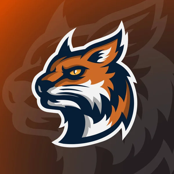 Logo rozzlobeného maskota s hlavou divoké kočky. — Stockový vektor