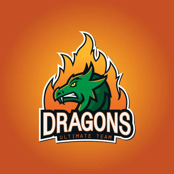 Plantilla de logotipo de dragón creativo. Diseño de mascota deportiva — Vector de stock