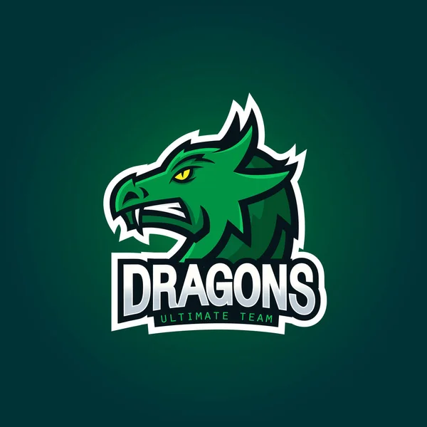 Cabeza de dragón - logotipo para esport, diseño de la mascota — Vector de stock