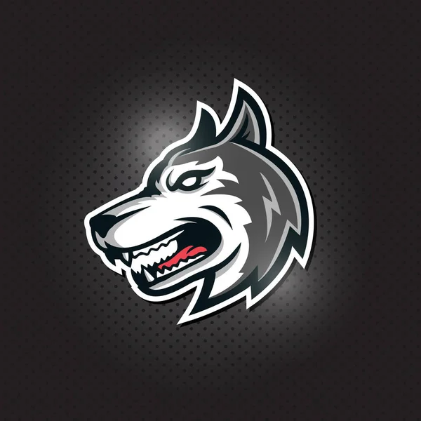 Husky, lobo cabeza esport juego mascota logo — Vector de stock
