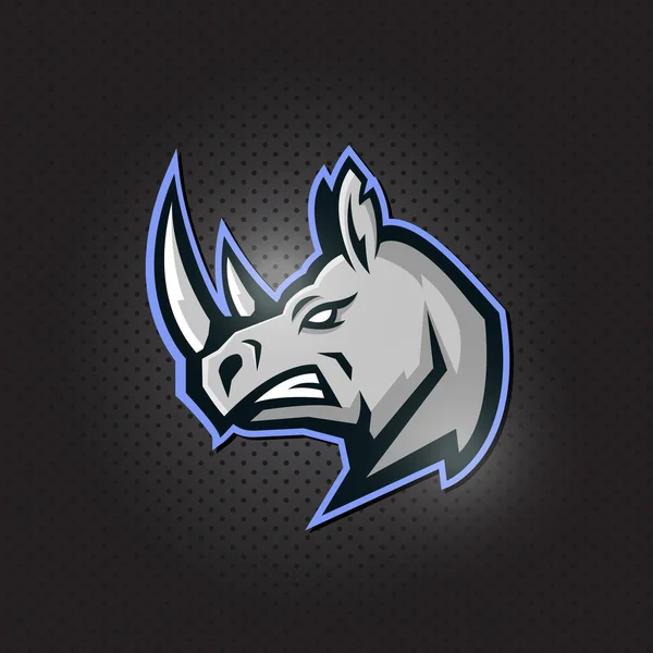 Сердитий дизайн логотипу талісмана носорога. ілюстрація для спортивної та ескортної команди — стоковий вектор
