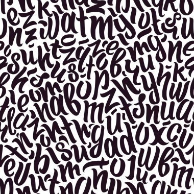 Elle çizilmiş harfler pürüzsüz desen. Moda el çizimi dokusu, sokak sanatı eski moda tişört, tekstil, ambalaj kağıdı, siyah beyaz