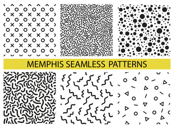 Geometric seamless pattern different shapes fashion 80's-90's style.