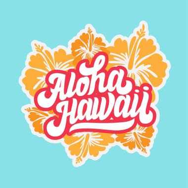 Harfli çiçek çelengi. Aloha mürekkebi çizimi. Yaz cenneti ifadesi. Vektör