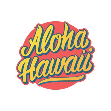 Aloha Hawaii konsept tişört izi tasarımı. Typography tişört tasarımı. Yaz cenneti ifadesi
