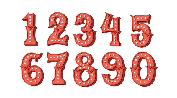 Rouge Nombres Dans Style Cirque Illustration Vectorielle Sur Fond Blanc — Image vectorielle