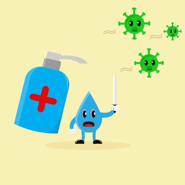 Illustration Graphique Vectoriel Désinfectant Pour Les Mains Lutte Contre Virus — Image vectorielle