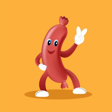 Sembol, logo, şablon, simge vs. için mükemmel şirin Sosis Maskotu grafiği