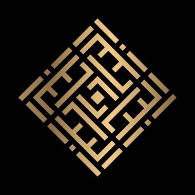 Kufi stilinde Altın İslami hat sanatı 