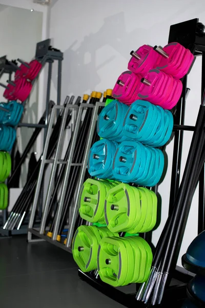 Multi Colored Pump Barbells Fitness Class — Stock Photo, Image