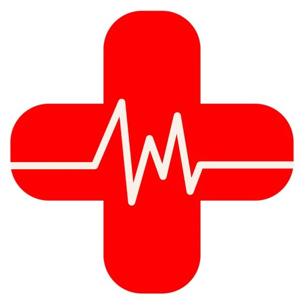 Знак Сердечного Ритма Красного Креста — стоковый вектор