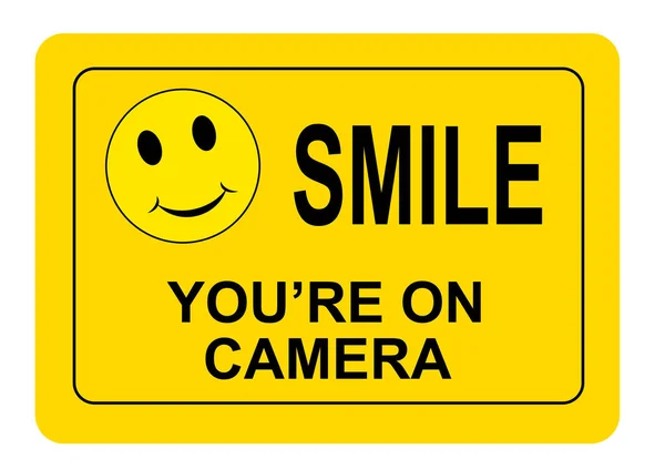 Cámara Cctv Señal Advertencia Sonriente Cara — Archivo Imágenes Vectoriales