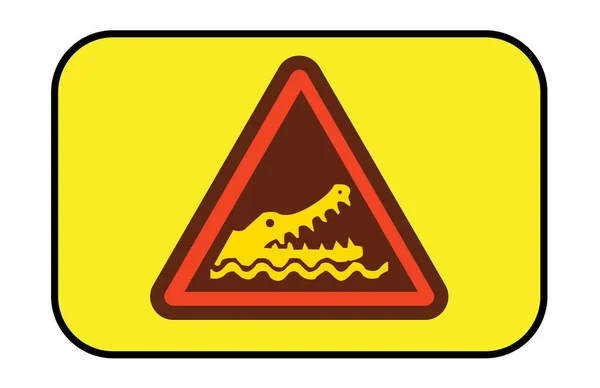 Zone Attaque Des Crocodiles Entrez Pas Dans Eau — Image vectorielle