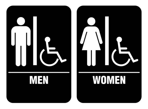 Män Kvinnor Separata Tvättrum Toaletter Toaletter Toalett Skyltar — Stock vektor