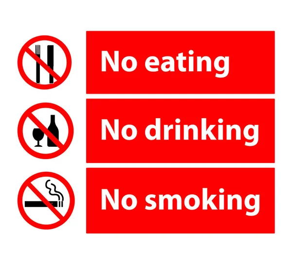 Niet Eten Niet Drinken Niet Roken Tekenen — Stockvector
