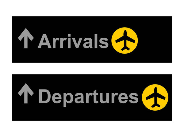Arrivals departures airport directional sign