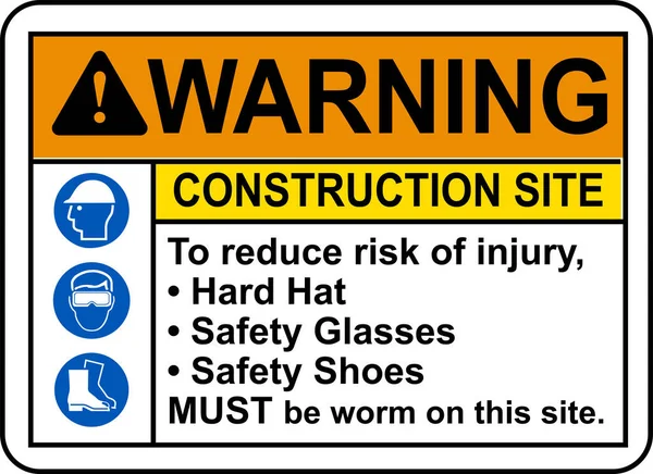 Construction Site Warning Vector Sign — Stock Vector