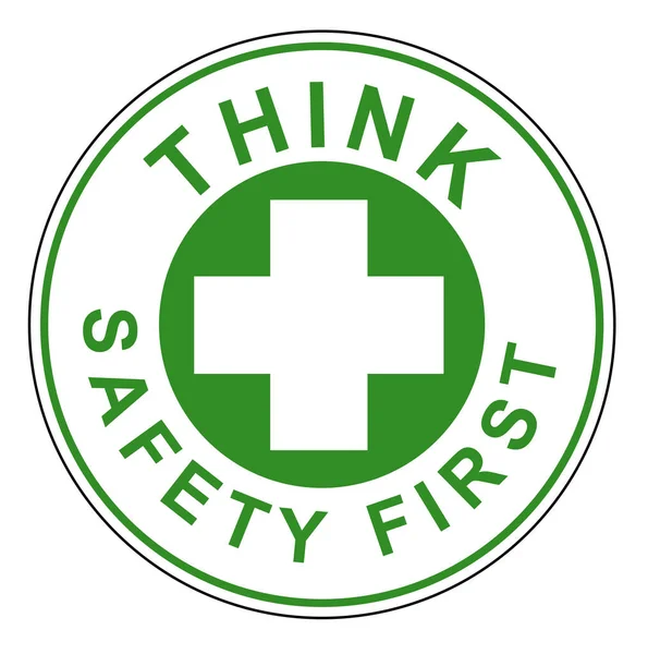 Pense Segurança Primeiro Sinal Primeiros Socorros Médicos — Vetor de Stock