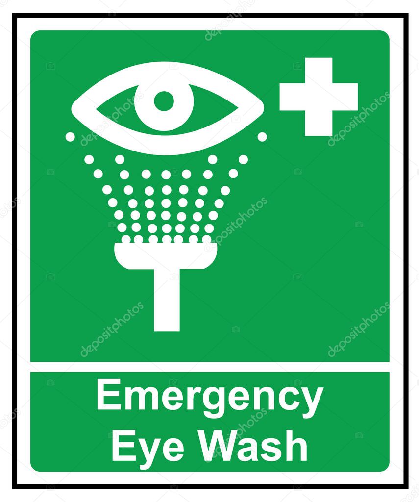 Emergency eye wash laboratory vector sign