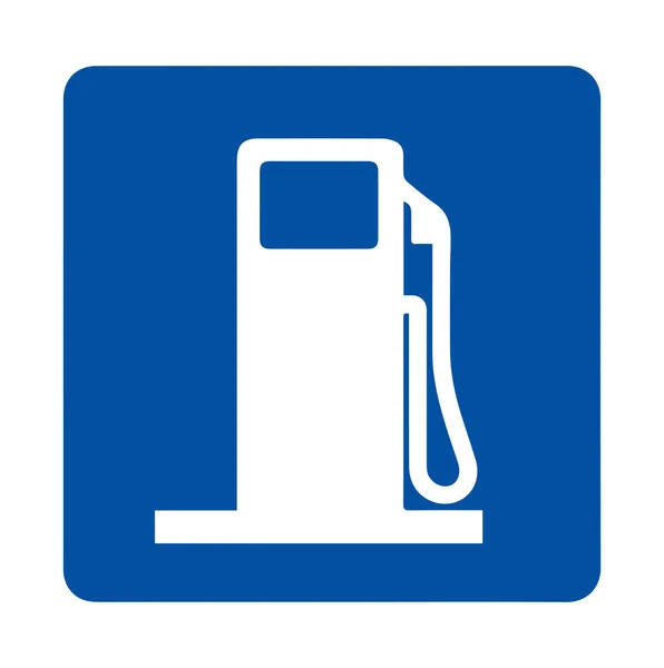 Stacja Benzynowa Przed Znakiem Drogowym — Wektor stockowy