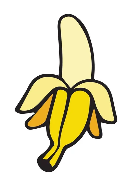 Fruits Banane Jaune Hallf Peler Illustartion Vectorielle — Image vectorielle