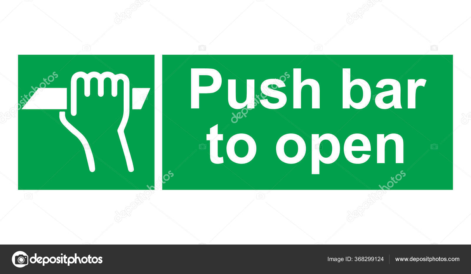 Push Bar Open Sign Green Bar Stock Vector by 368299124