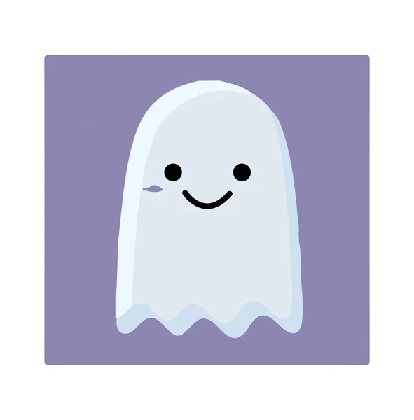 White Ghost Cute Smiling Icon Vector Illustration — Stock Vector