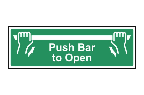 Push Bar Open Green Notice Sign — Stock Vector