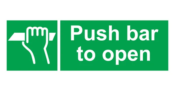 Push Bar Open Sign Green Bar — стоковый вектор