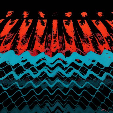 canlı kırmızı PVC plastik boru mavi arkaplan şekil aralığı ve 3D patlayan yüzey tasarımlarına dönüştürülmüş