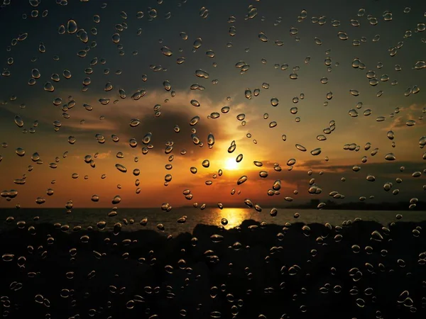 Globo Mármore Vidro Céu Nublado Sunset Sobre Peru Mersin Mediterrâneo — Fotografia de Stock