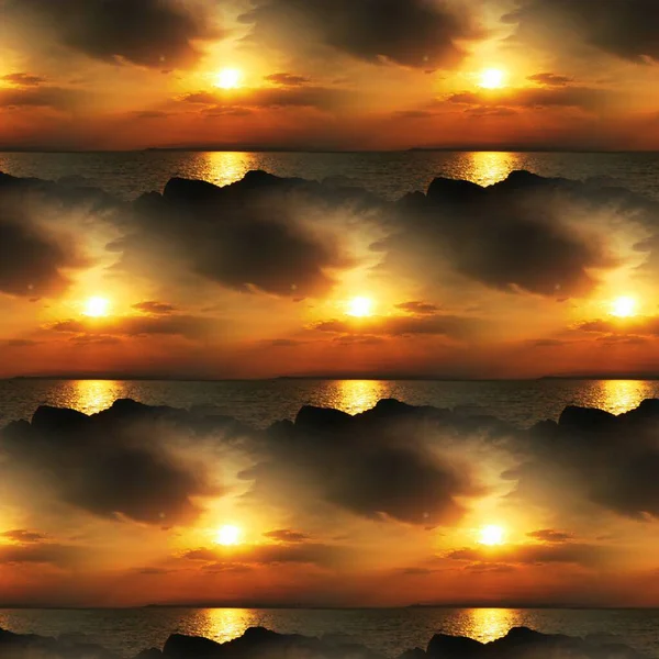 Multiple Copies Cloudy Sky Sunset Mediterranean Mersin Turkey — Stock Photo, Image