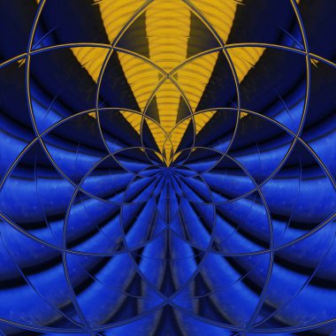 parlak sarı PVC plastik boru mavi arkaplan şekil ve dizayn aralıklarına dönüştürülmüş