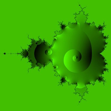 yeşil-siyah renk değişkeni Mandelbrot fraktal desenlerine ve tasarımlarına dönüştürüldü