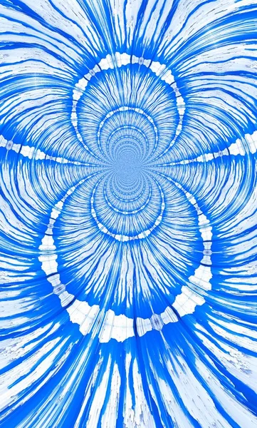 明るい青ときれいな白の塗料滴が流れる垂直線は 様々なユニークなパターンやデザインに変換されます — ストック写真