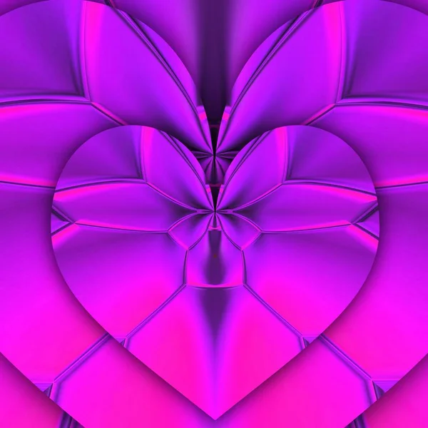 Padrões Geométricos Forma Coração Desenhos Tons Néon Rosa Roxo — Fotografia de Stock