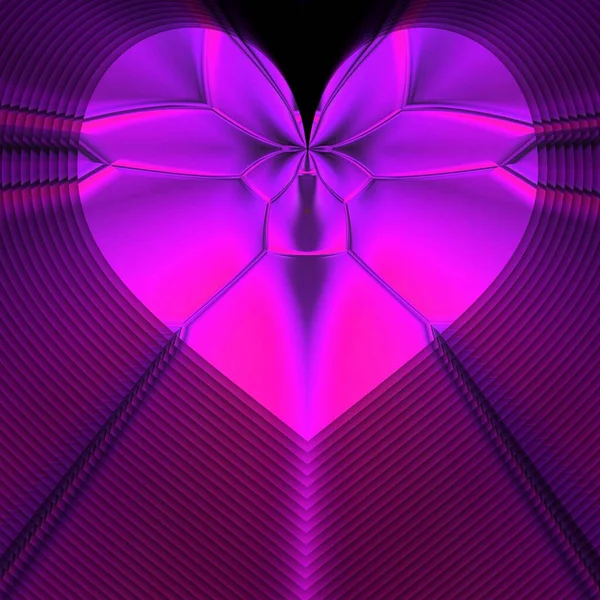 Perspectiva Decrescente Concêntrica Padrões Geométricos Forma Coração Desenhos Tons Néon — Fotografia de Stock