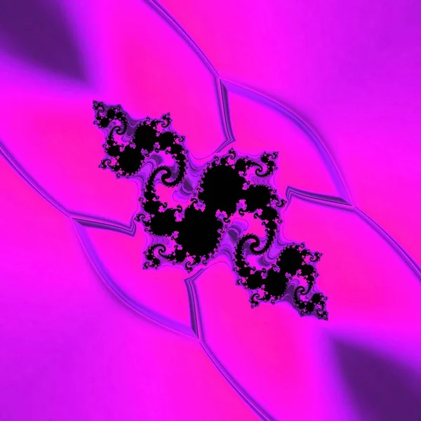 霓虹灯粉色和紫色阴影下的Julia型分形几何图案和设计 — 图库照片