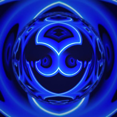 parlak neon mavisi ve indigo rengi simetrik karmaşık desenler ve parlak neon mavisi ve indigo rengi simetrik karmaşık soyut desenler ve siyah arkaplan üzerine tasarım.